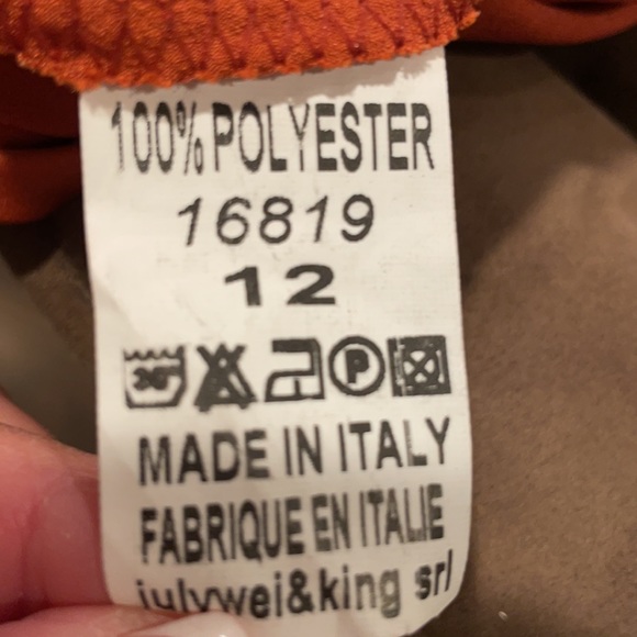 Pretty burnt orange silky spaghetti strap dress with two side slits going up leg - Picture 9 of 9